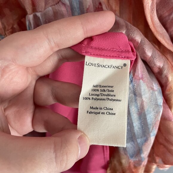 LoveShackFancy Women 4 Rainbow Cloud Silk Handkerchief Meridian Midi Dress NWT - Picture 13 of 15